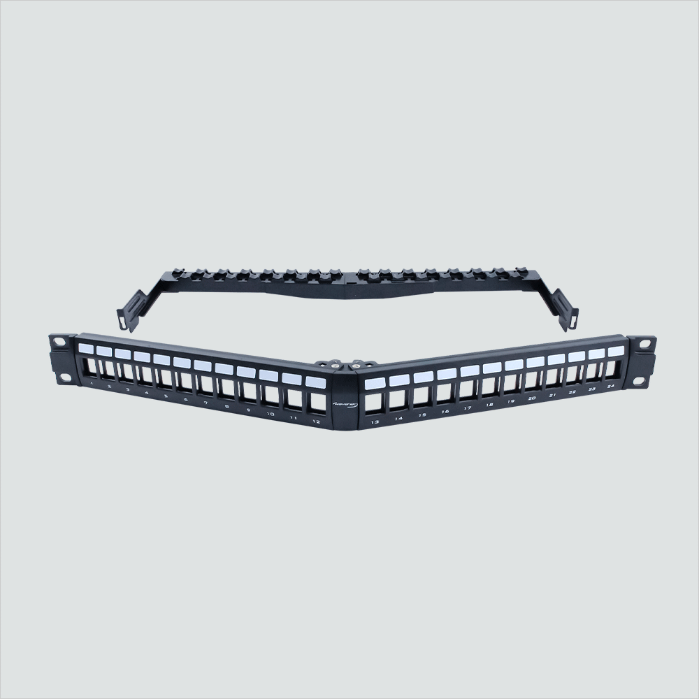 Wavenet 24-PORT 1U ANGLED BLANK PATCH PANEL W/REAR CABLE MANAGEMENT PANEL ABP1U-24P