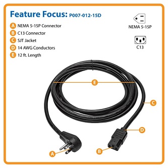 Computer Power Cord Right-Angl