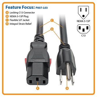 Power Extension Cord 5-15P to