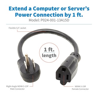 Power Extension Cord Right-Ang