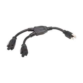 EXT CORD 5-15P TO 2X 5-15R 1FT