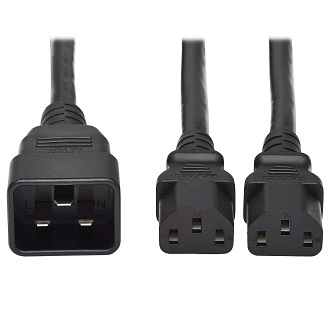 2ft Power Cord Y Splitter Cabl