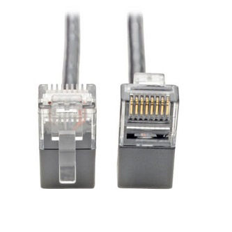 Right-Angle Cat6 Cable(RJ45 M/M),Gray,1'