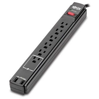 6-OUTLET SURGE 6FT CORD 990J 2XUSB BLACK
