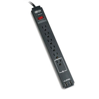 6-OUTLET SURGE 6FT CORD 990J 2XUSB BLACK