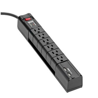6-OUTLET SURGE 6FT CORD 990J 2XUSB BLACK