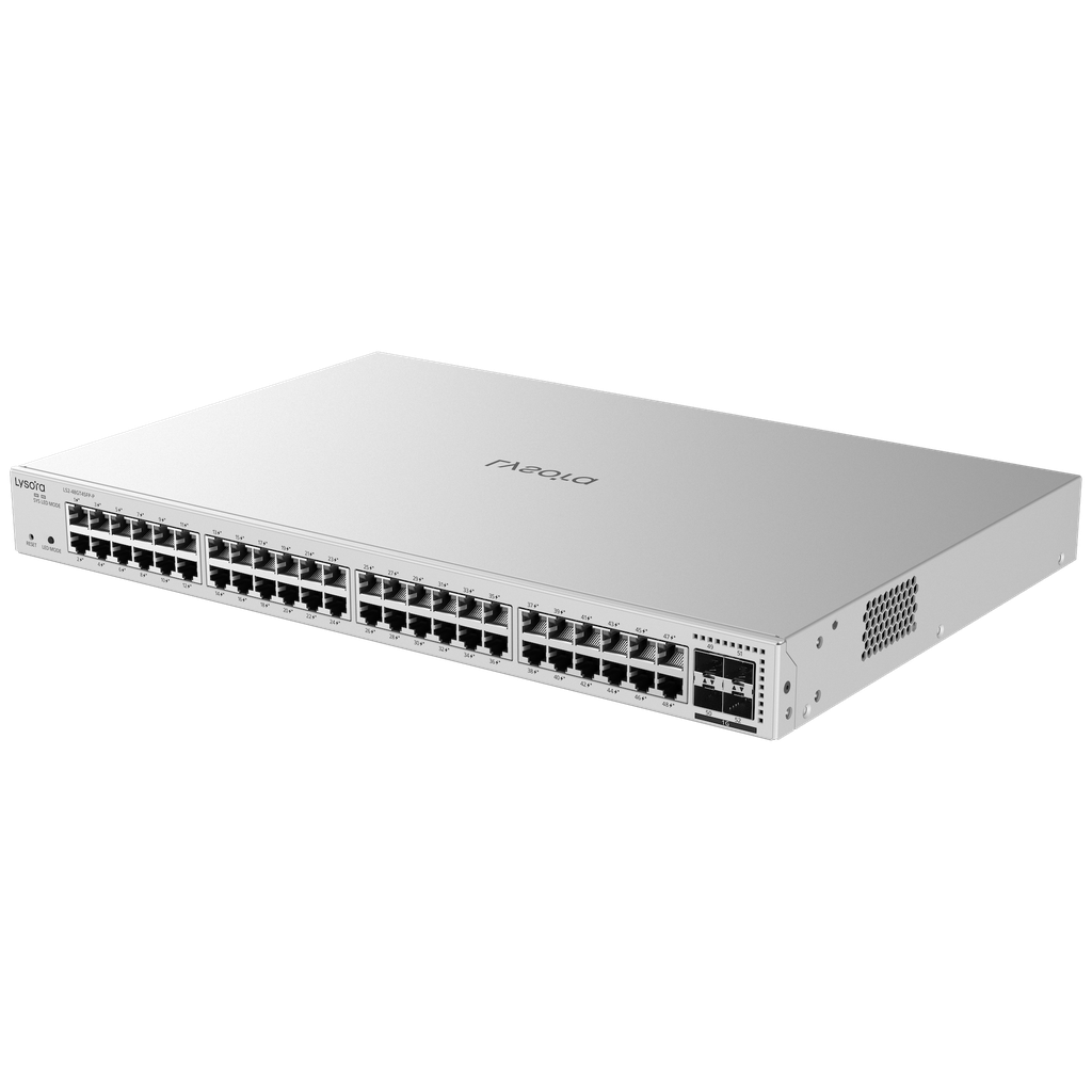 [IPP-LYS-LS2-48GT4SFP-P] Lysora 48-Port 10G L2 Managed POE Switch, 48 Gigabit RJ45 POE/POE+ Ports,4 *1G SFP Slots, 370W PoE Power budget,19-inch Rack-mountable Steel Case LS2-48GT4SFP-P