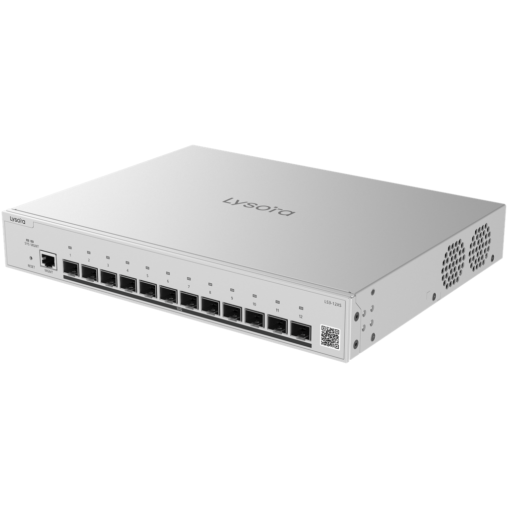 [IPP-LYS-LS3-12XS] Lysora 12 x SFP+ ports, one 10/100BASE-T RJ45 MGMT port，Layer 3；1 x fixed power supply module（Rated voltage range: 100 V AC to 240 V AC); Maximum power consumption ＜44W LS3-12XS