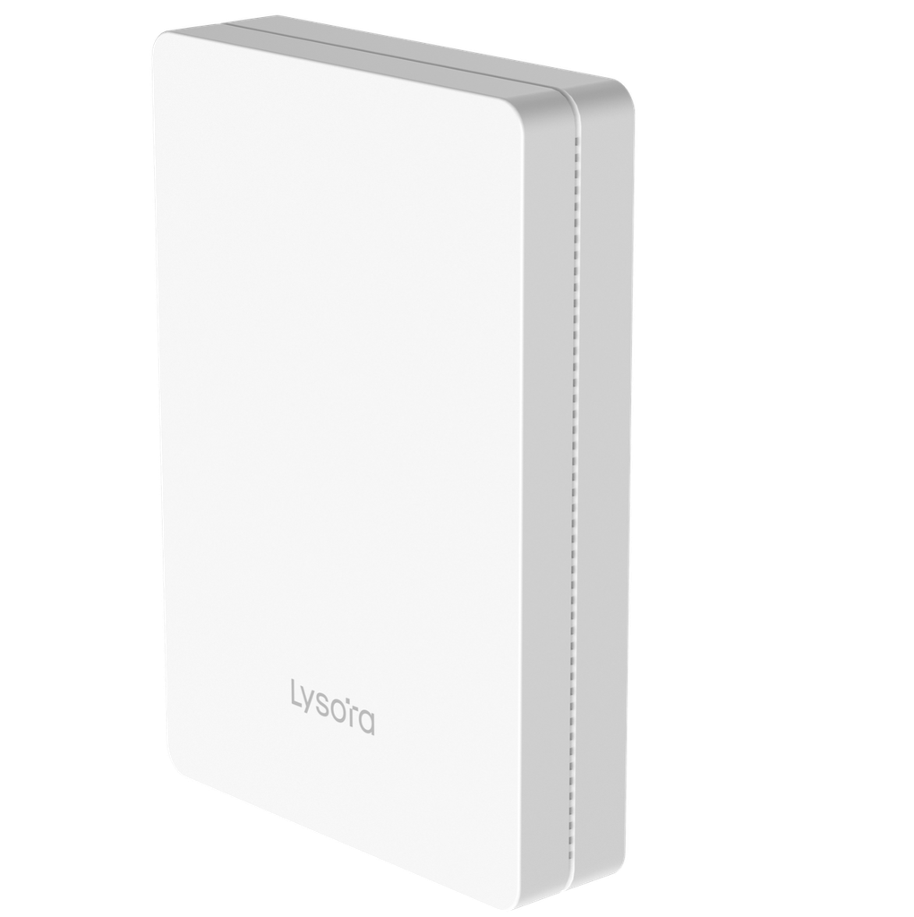 Lysora Wi-Fi 7 BE3600 dual-band wall-plate access point; up to 4 spatial streams; 1 x 100/1000/2500BASE-T port and 4 x 10/100/1000BASE-T ports (with 1 port supporting PoE Out ); unified networking and management based on Lysora Cloud App; max power consumption < 15 W（when the PoE output of LAN 4 port is disabled); 802.3af/at PoE In L7-W
